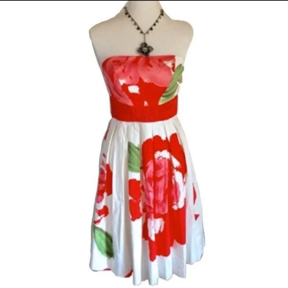 London Times Strapless Floral Dress